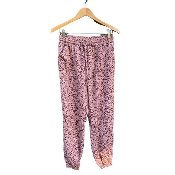 Pink Victoria Secret Leopard Cheetah Animal Print Joggers Sweatpants Small - Picture 2 of 5